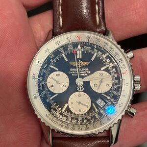 Breitling Navitimer with Navy Dial and Chestnut Strap